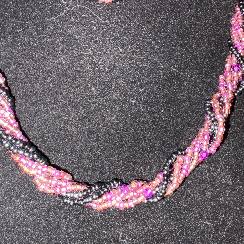 N53 multi strand twisted seed bead necklace